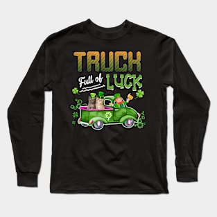 Truck Full Of Luck Cats Leprechaun Shamrock St Patrick's Day Long Sleeve T-Shirt